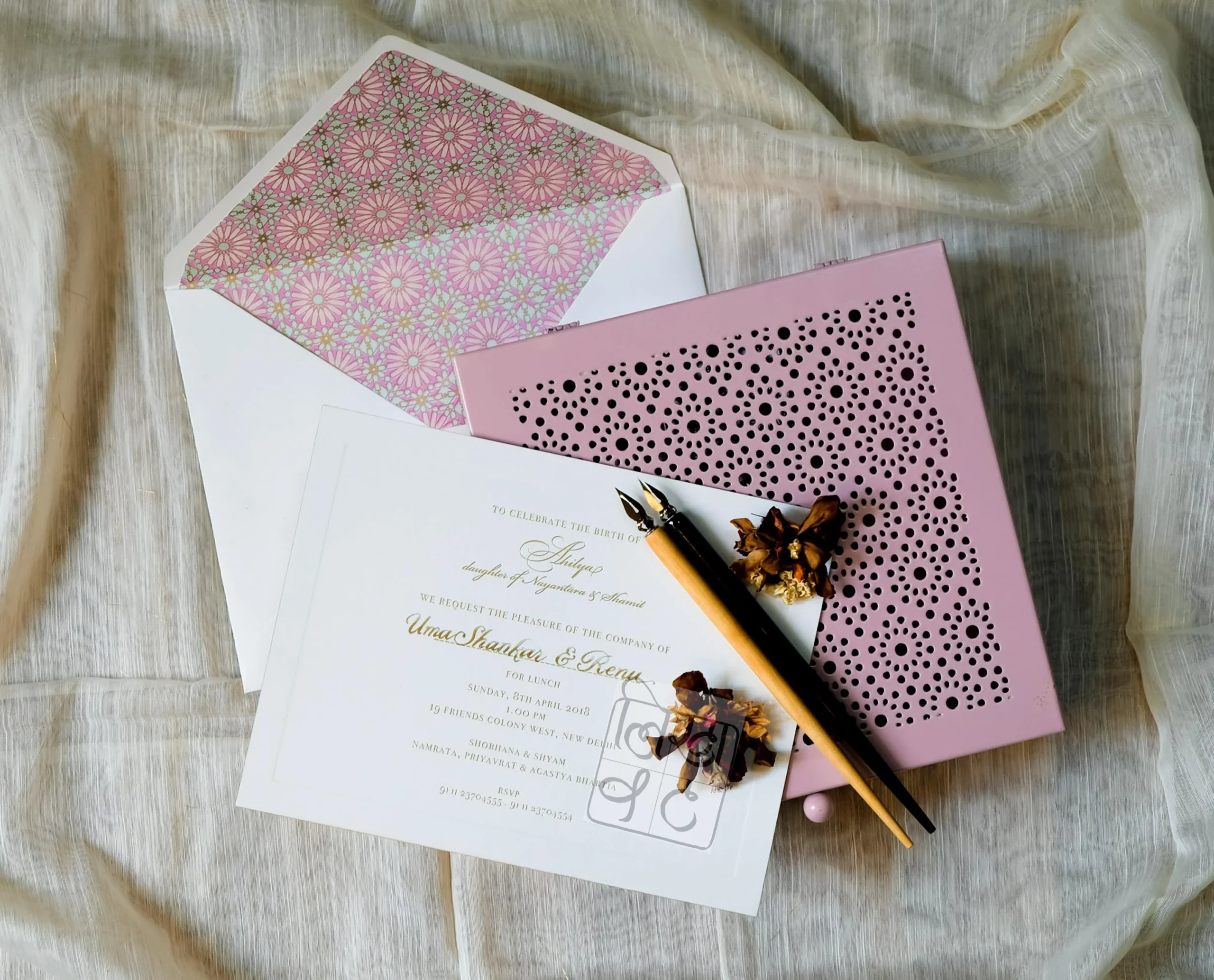 Bespoke calligraphy for the Bhartia family