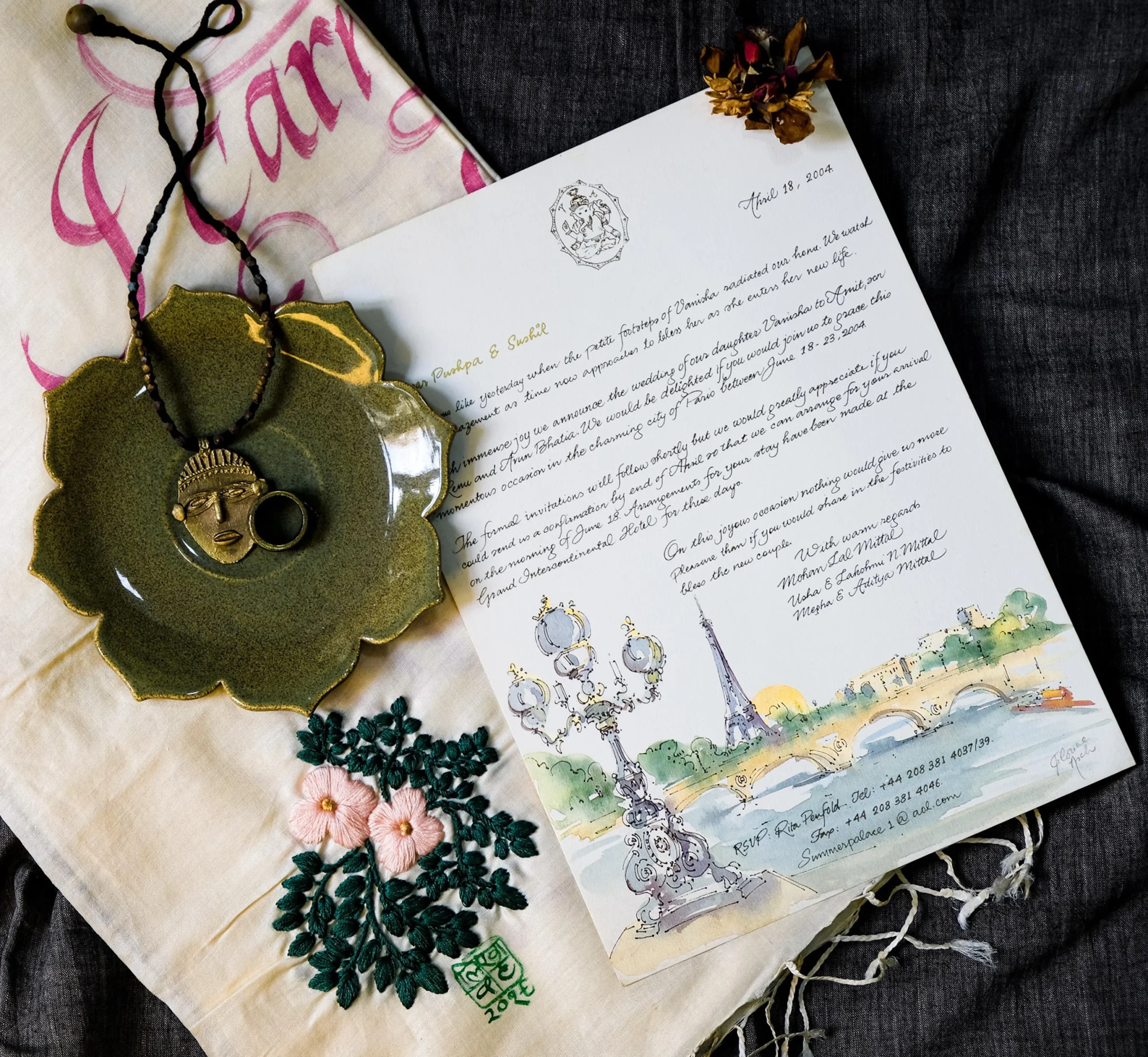 Bespoke calligraphy for the Mittal family