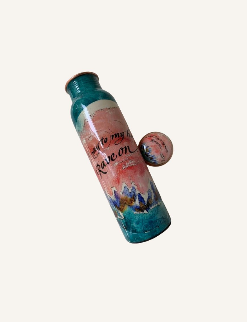 Copper bottle with hand-calligraphy